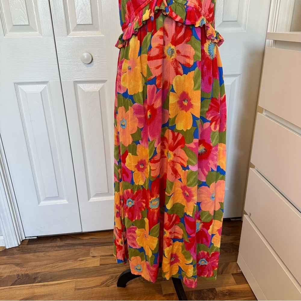 Billabong Rebel Heart Floral Spaghetti Strap Midi Dress V-Neck Women’s Size XXL - Picture 5 of 12